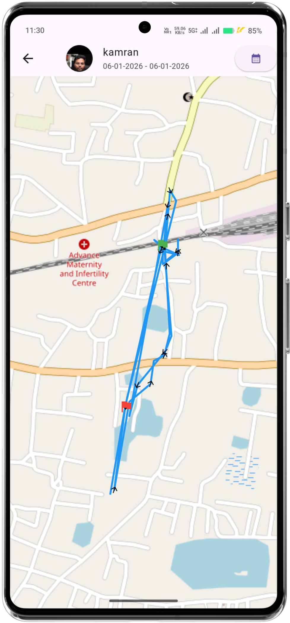 Location history screen